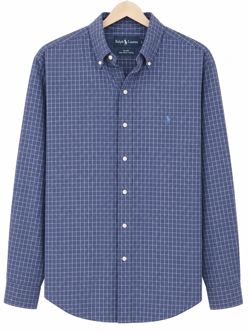 Ralph Lauren Navy Blue Windowpane Button-Down Shirt - Picture 1 of 1